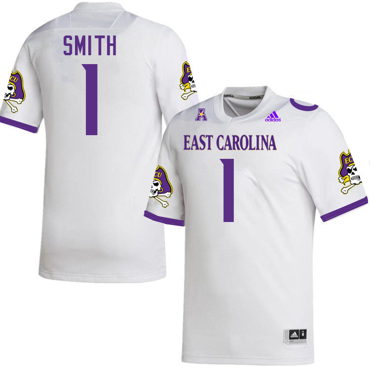 East Carolina Pirates #1 Yannick Smith College Football Jerseys,Uniforms-White